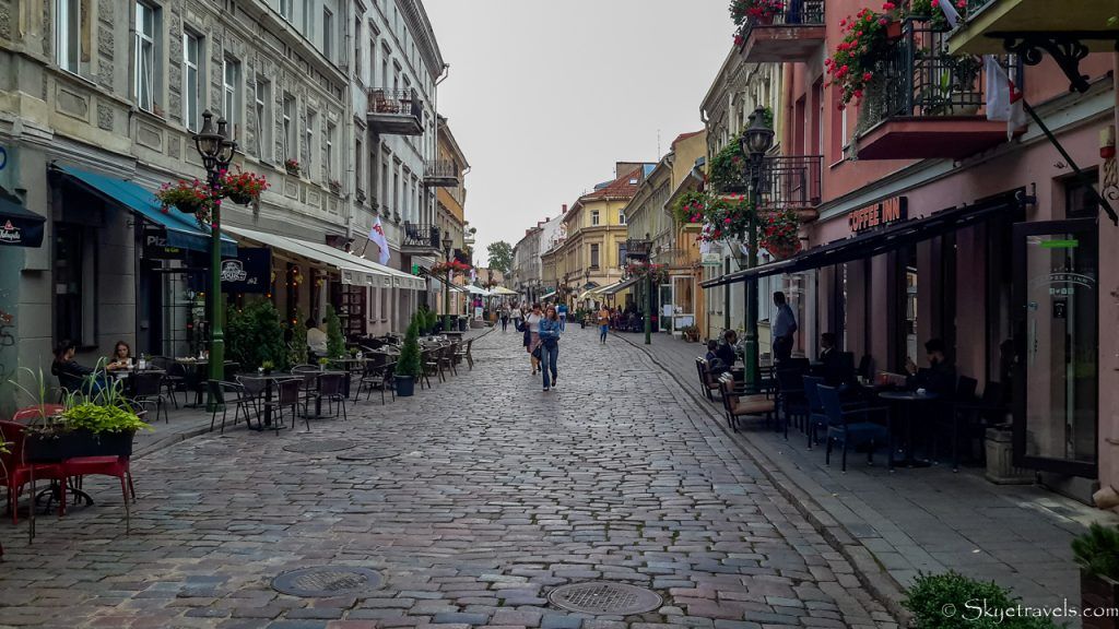 Vilnius Street in Kaunas, Lithuania