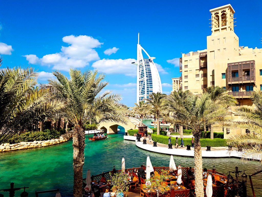 Souk Madinat Jumeirah and Burj Al Arab in Dubai