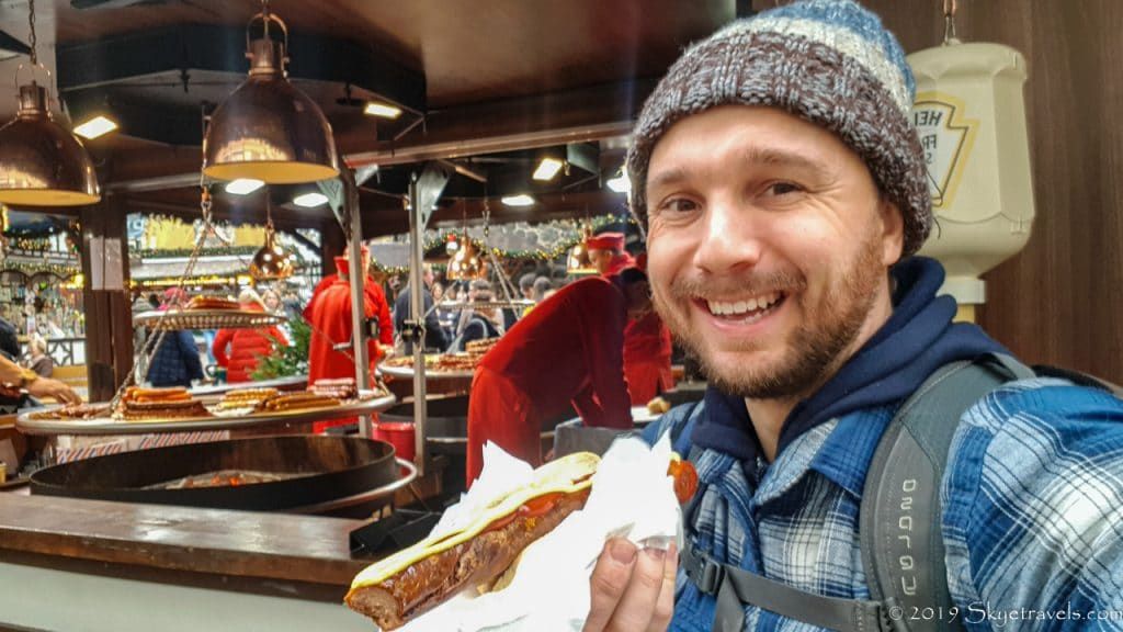 Selfie with Sausage at Chirstmas Market in Cologne